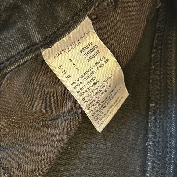 Black American Eagle skinny Jeans Size 0 Regular 🖤 - Picture 7 of 7